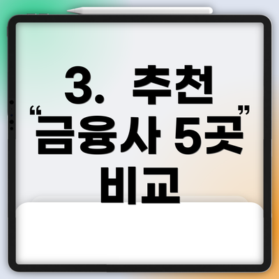 3.  추천 금융사 5곳 비교