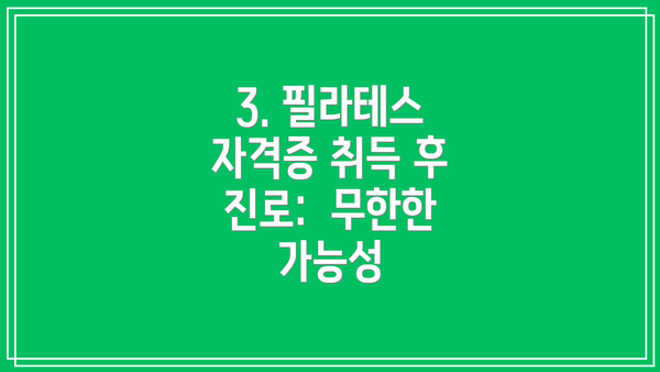 3. 필라테스 자격증 취득 후 진로:  무한한 가능성