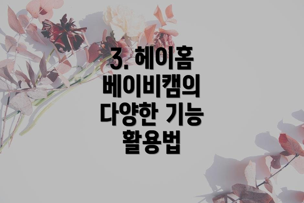 3. 헤이홈 베이비캠의 다양한 기능 활용법
