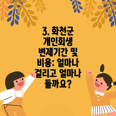 3. 화천군 개인회생 변제기간 및 비용: 얼마나 걸리고 얼마나 들까요?