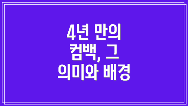 4년 만의 컴백, 그 의미와 배경