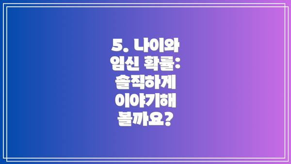 5. 나이와 임신 확률: 솔직하게 이야기해 볼까요?