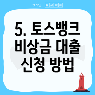 5. 토스뱅크 비상금 대출 신청 방법