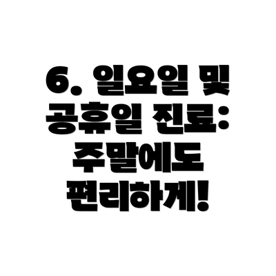 6. 일요일 및 공휴일 진료:  주말에도 편리하게!