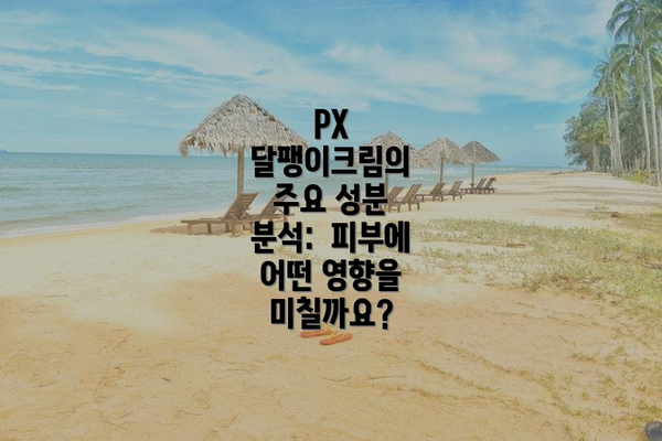 PX 달팽이크림의 주요 성분 분석:  피부에 어떤 영향을 미칠까요?